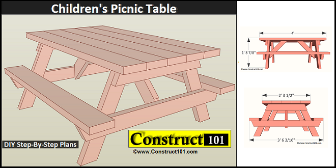 Children's Picnic Table Plans - PDF Download - Construct101