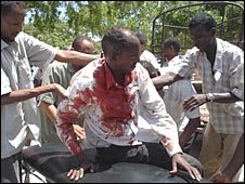 A civilian wounded near Bakara market, Mogadishu, 22 August 2008