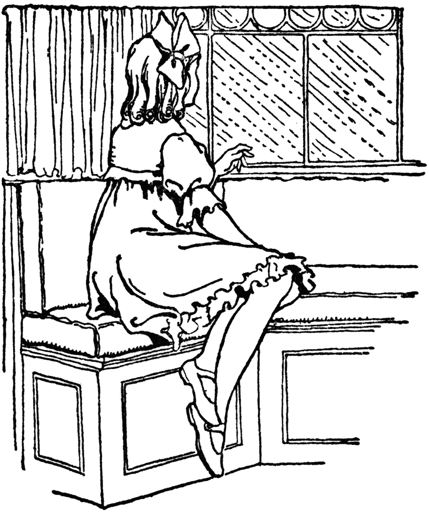 download book for windows coloring Girl Window ETC  ClipArt Out Looking
