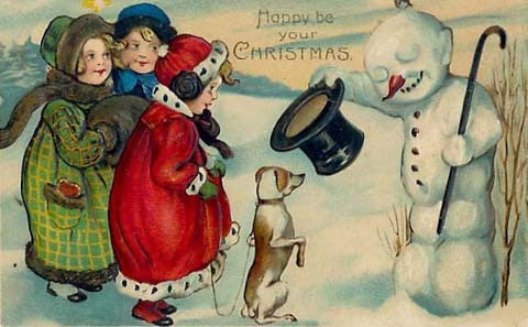 vintage snowman postcard