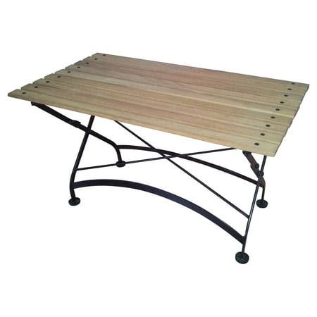 Furniture Designhouse French Veranda European Cafe Rectangle Folding Coffee Table/Bench with European Chestnut Wood Slats