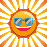 サングラスをかけた 満面の笑みの太陽のイラスト 無料配布 南国イラスト Ai Epsイラレ素材 ダウンロードページ