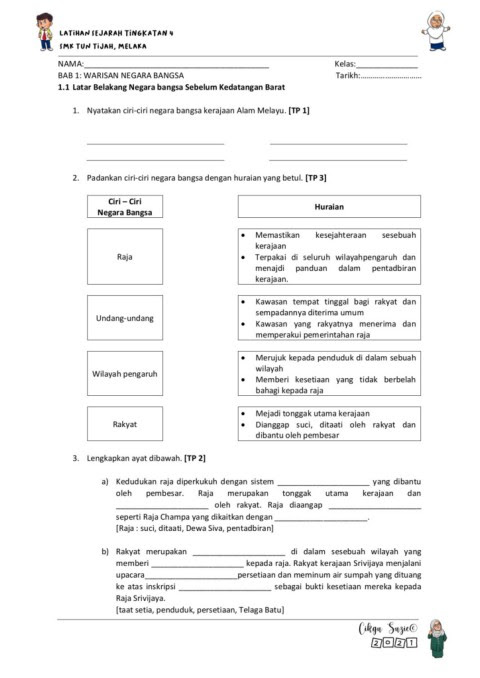 Latihan Modul T4 Bab 1 Warisan Negara Bangsa