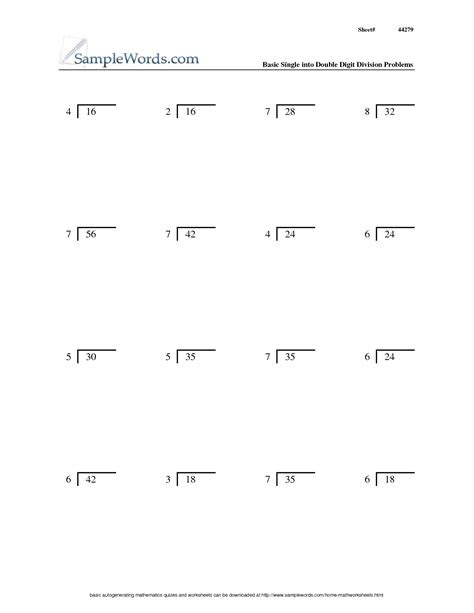  5th grade math worksheet division