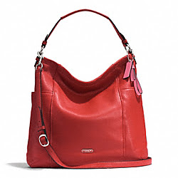 PARK LEATHER HOBO - COACH f31323 - SILVER/VERMILLION