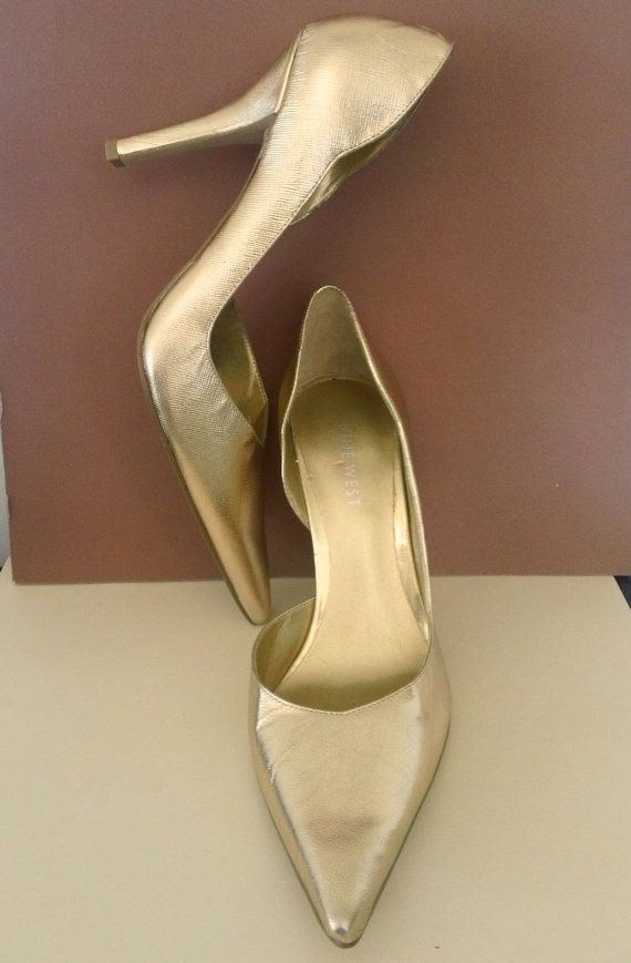 Nine West Gold Shoes Designer Wedding Formal Metallic Gold Women's Sh ...