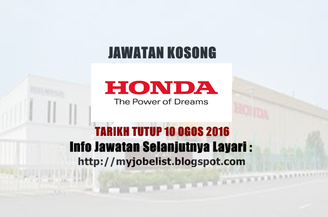 jawatan kosong di honda malaysia sdn bhd