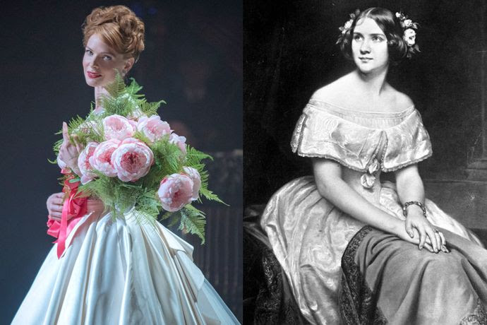 Left, Rebecca Ferguson stars as Jenny Lind in *The Greatest Showman*; Right, PT Barnum singer Jenny Lind poses for a portrait.