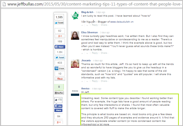 Blog comments for post ideas