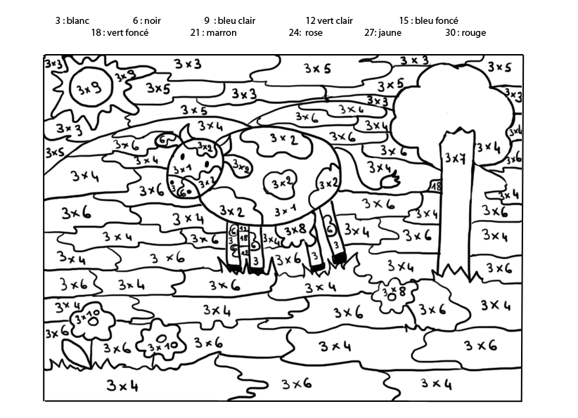 Dessins coloriages magiques de multiplication MA 