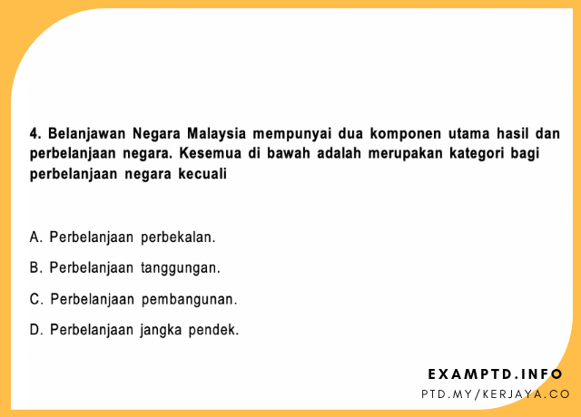 Contoh Soalan Pengetahuan AM Peperiksaan Pegawai Tadbir 