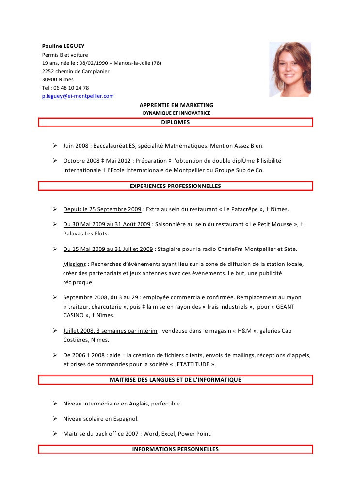 Exemple de cv europass vendeuse en magasin - laboite-cv.fr