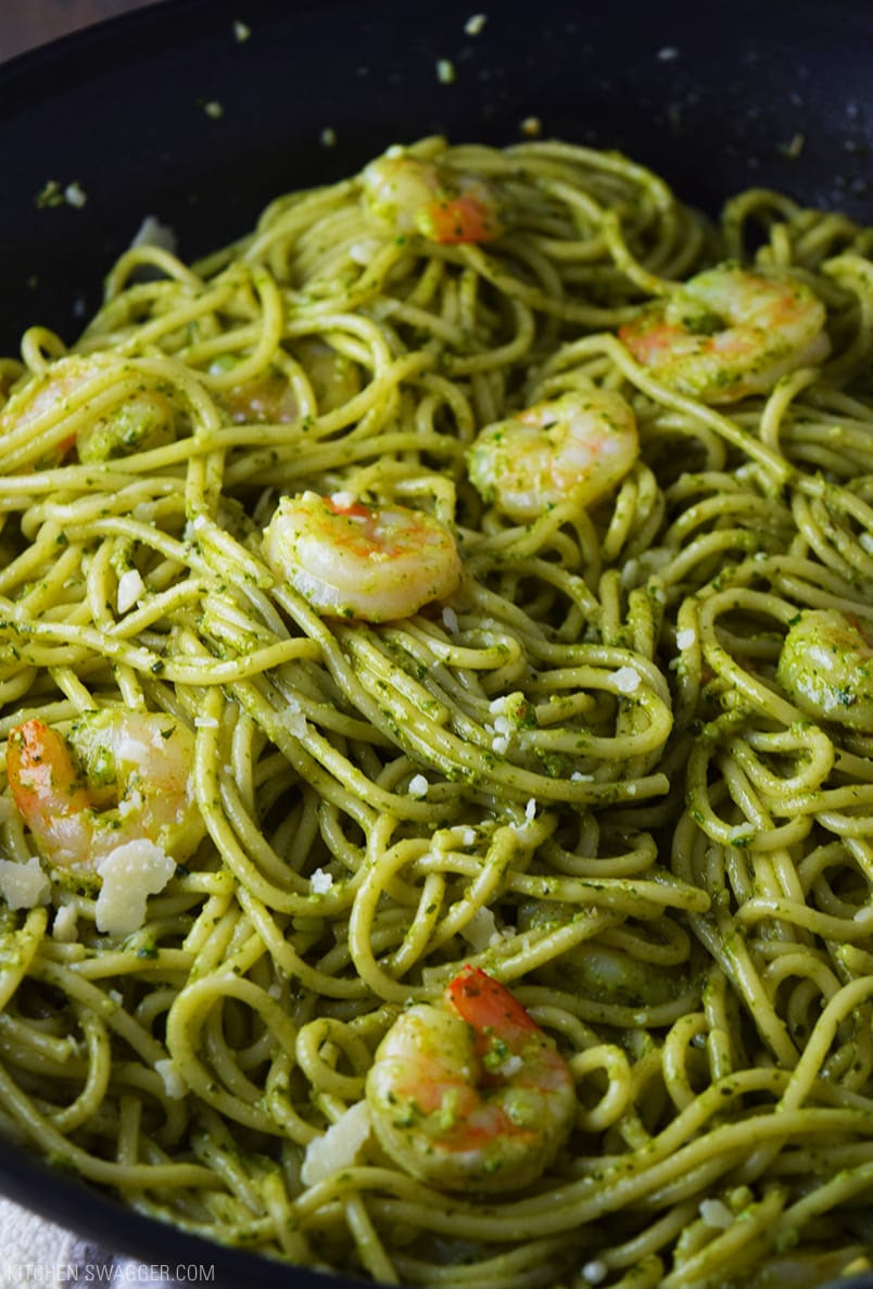 Pesto Shrimp Pasta Recipe | Kitchen Swagger