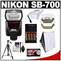 Nikon SB-700 AF Speedlight Flash with Softbox + Diffuser + Batteries & Charger + Tripod + Accessory Kit for D40, D60, D3000, D3100, D5000, D5100, D7000, D300s, D3 &amp, D3s Digital SLR Cameras.