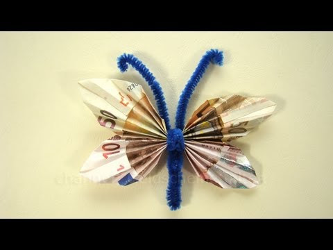 Geldscheine falten: Schmetterling für Geldgeschenke - YouTube