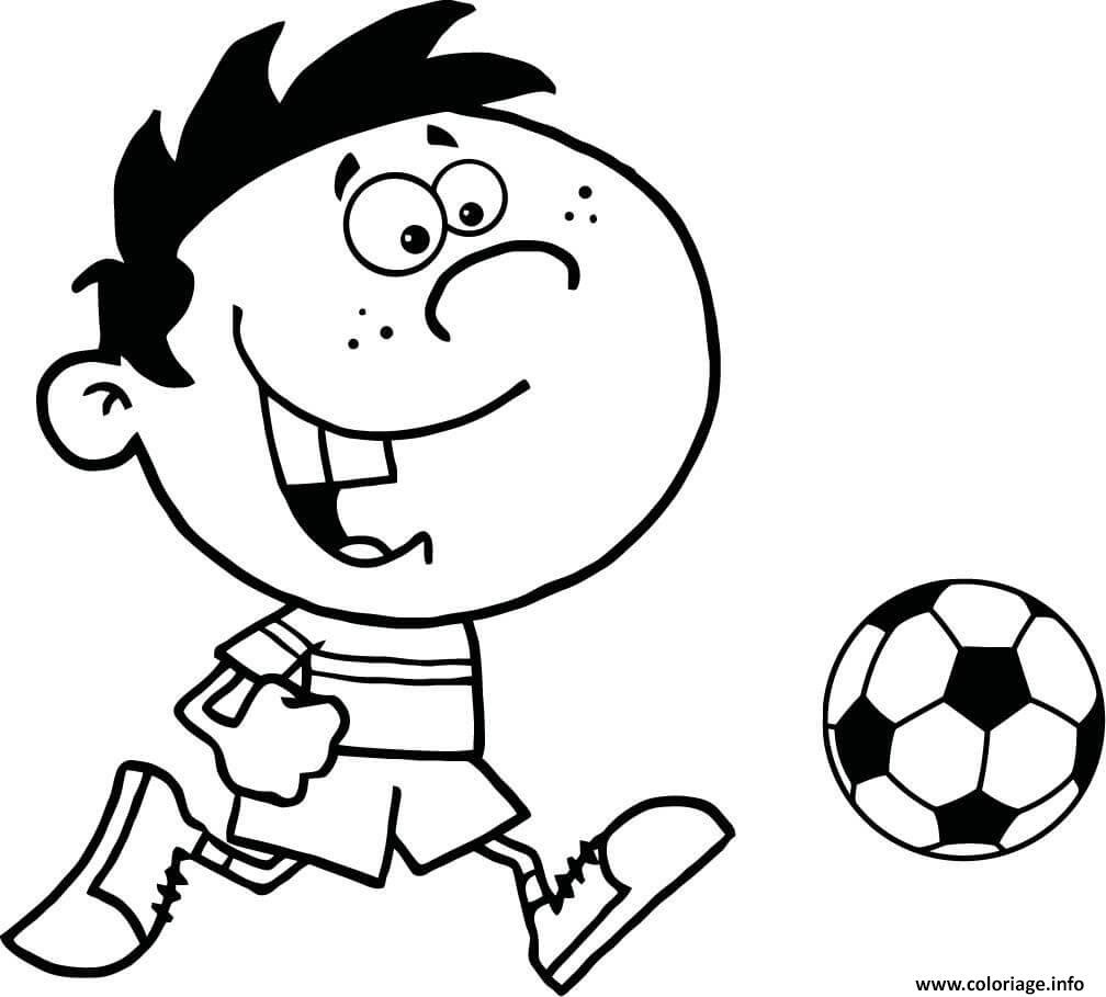 Coloriage Petit Enfant Joue Au Foot Dessin   Imprimer