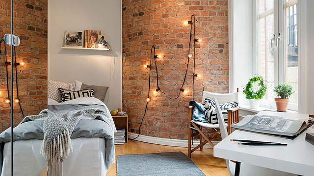 Design of 7 rooms with brick walls for a thick industrial impression