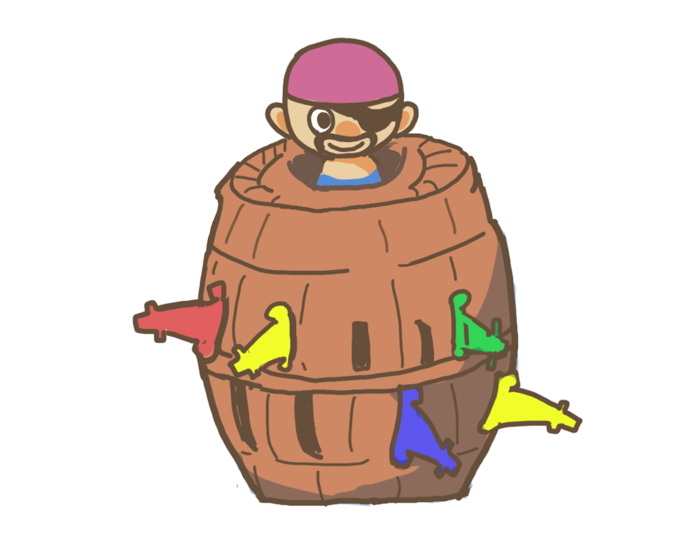 黒ひげ危機一発風おもちゃの手描きイラスト 無料フリー素材