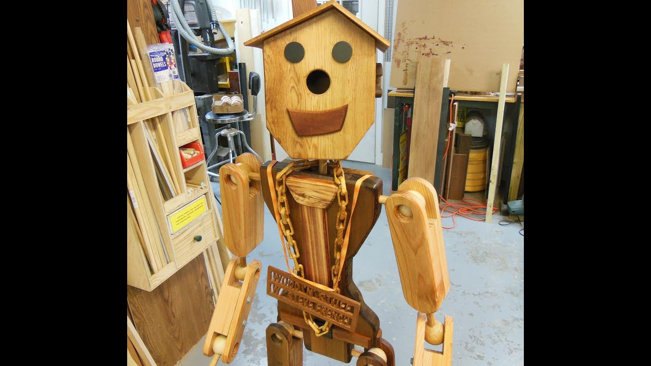 Awesome life-sized wooden robot: How I made "Chip" - YouTube