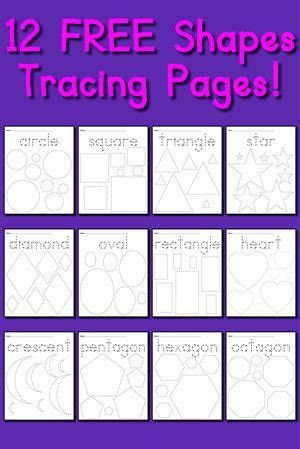  12 shapes tracing worksheets shape coloring pages learning shapes