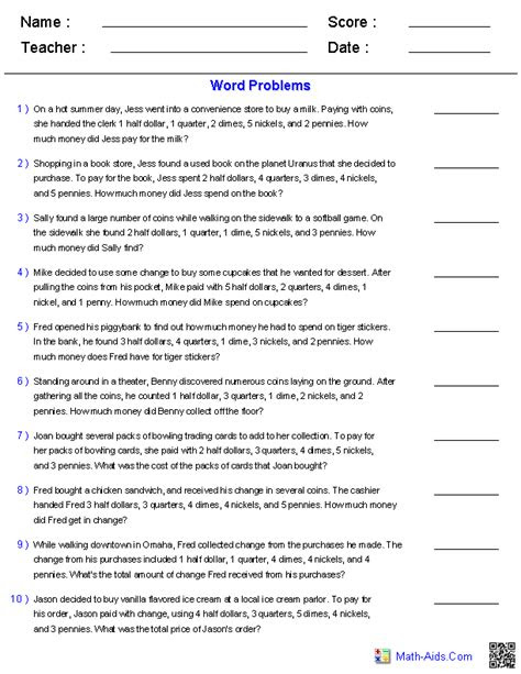  word problems worksheets dynamically created word problems