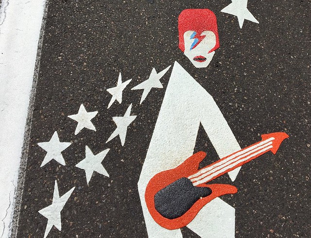 David Bowie bike lane symbol