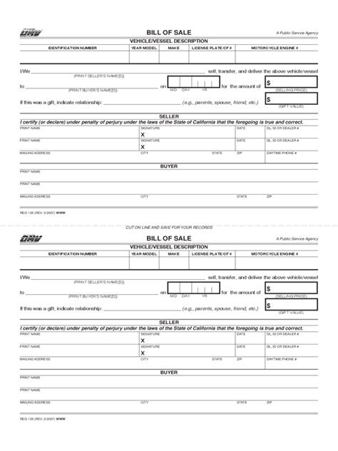 California Bill of Sale Form - Free Templates in PDF, Word
