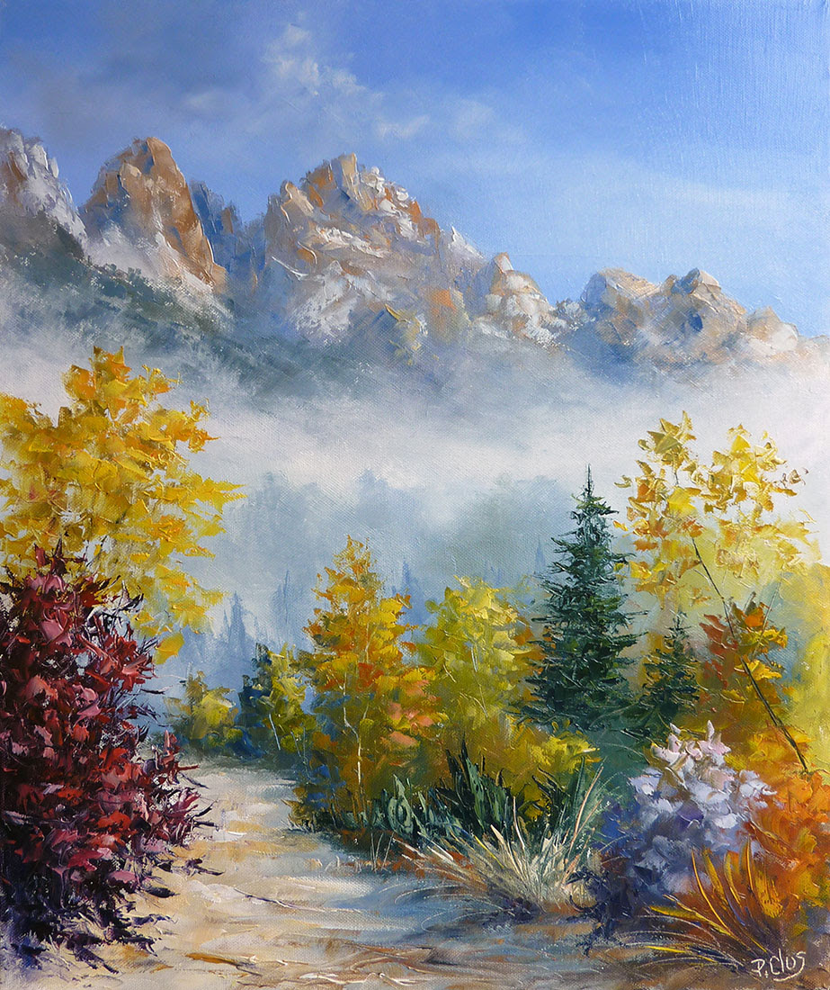Dessin et peinture - vidéo 1609 : Tuto sur la peinture au couteau -  montagne dans la brume 1. - Le blog de lapalettedecouleurs.over-blog.com