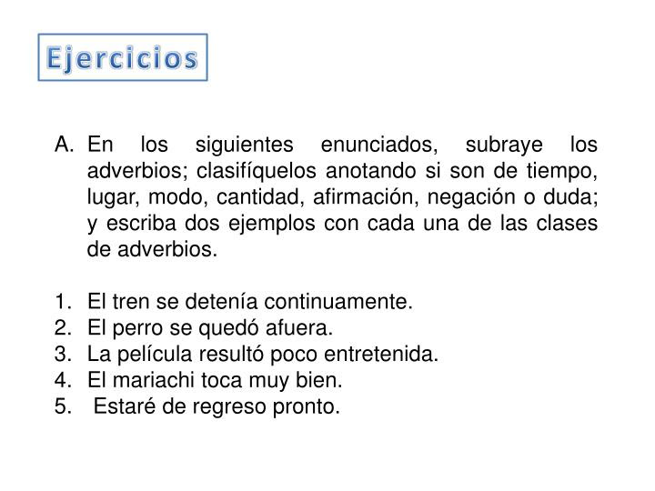 PPT Los adverbios y las frases adverbiales PowerPoint