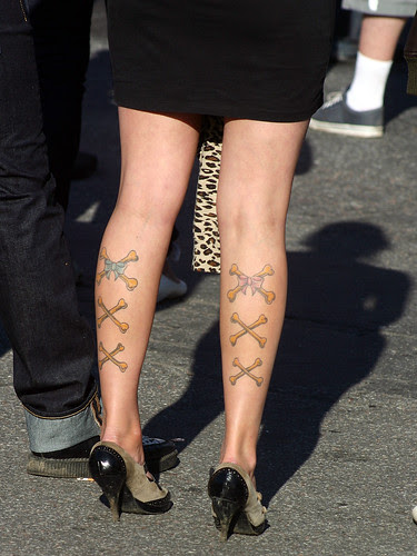 Cross Tattoos Design on Women Leg