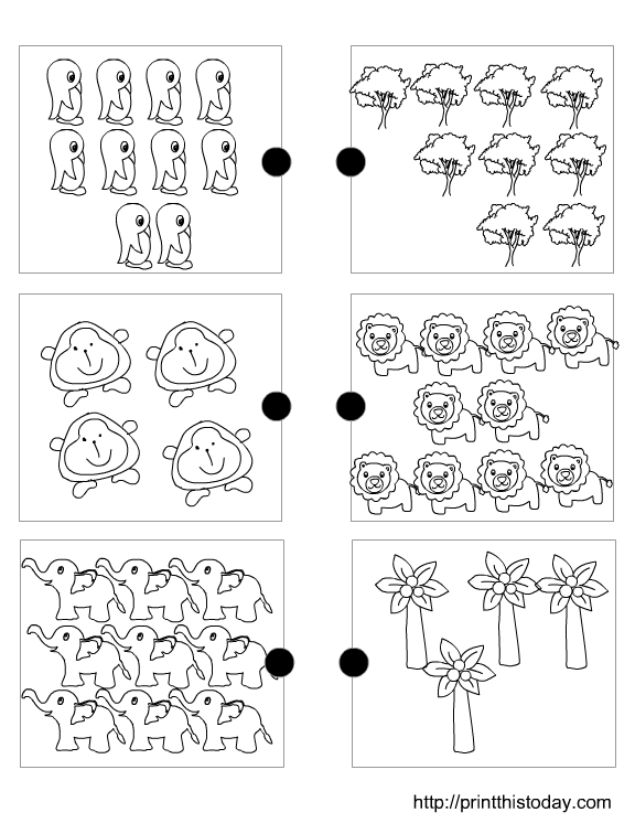 Joining the matching sets free printable preschool math worksheets