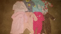 Baby Girl 0-3 and 3-month Jumpsuits/ Footed Pajama, Gowns, Sleepers Clothes Lot