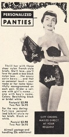 (via Vintage Scans: Personalized Panties)    From Frolic, December 1954.