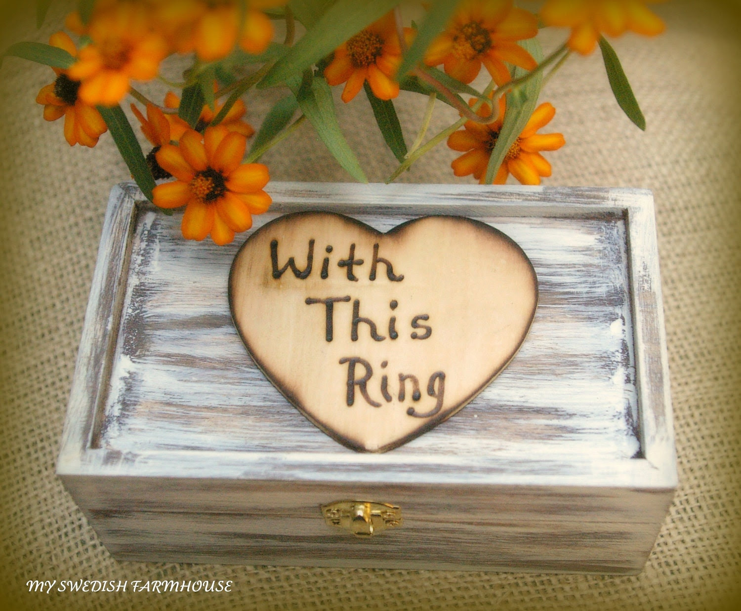 Ring Bearer Box Rustic Wedding Decor Personalized or Monogramed ( YOUR COLOR CHOICE)