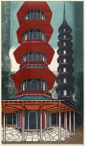 The Pagoda, Kew Gardens, 1963, linocut