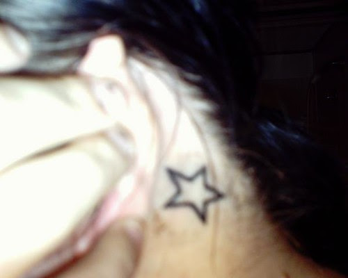 tattoo #5 by I dream only to be with you forever. Star tattoo behind my ear