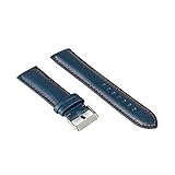 Ocean Crawler Blue Leather Watch Band - Padded and Hand Stitched Strap - 22mm