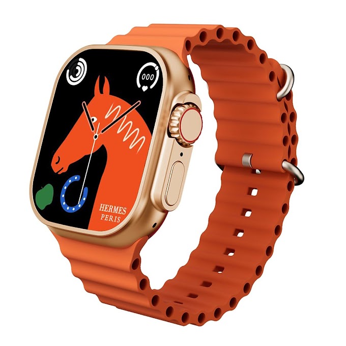 IKALL W7 Smartwatch with 2.19" Display, IP68 Water Resistant, Sp02 Tracking and Wireless Charging (Multiple Sports Modes, Bluetooth Calling) (Orange)