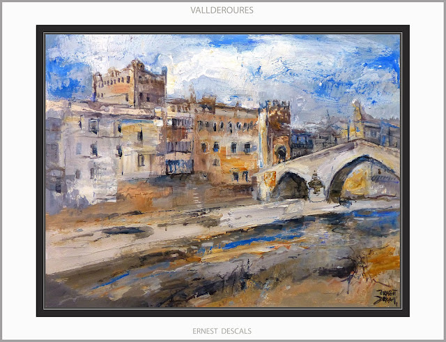 VALLDEROURES-PINTURA-MATARRANYA-VALDERROBRES-MATARRAÑA-TERUEL-PONT-RIU-CASTELL-PORTAL-PINTURES-ARTISTA-PINTOR-ERNEST DESCALS-