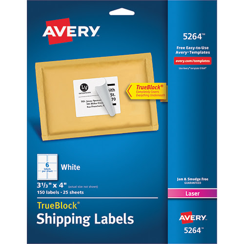 Avery Shipping Labels, Laser, TrueBlock® Technology, Permanent Adhesive, 3  1/3