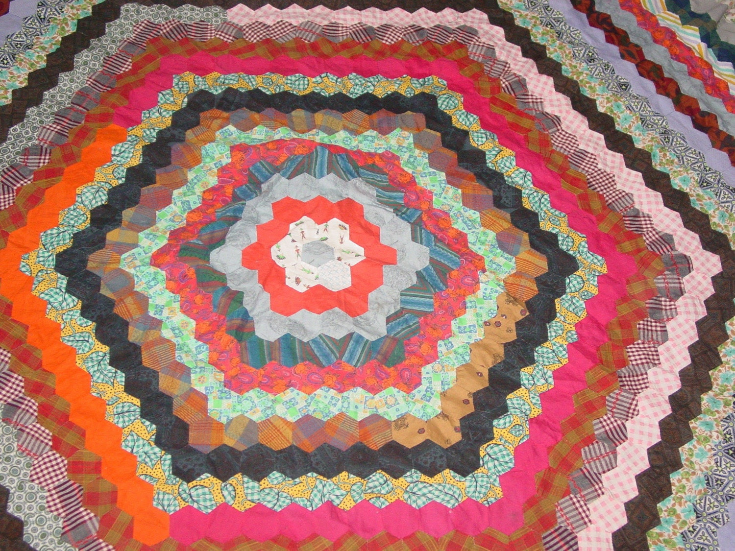 Vintage FOLK ART   authentic Ozark mountain  QUILT TOP made in the early 1960s, ALL HAND SEWN, no machine