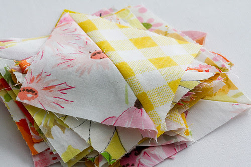 Vintage Sheet Half-Square Triangle Pillow Tutorial - In Color Order