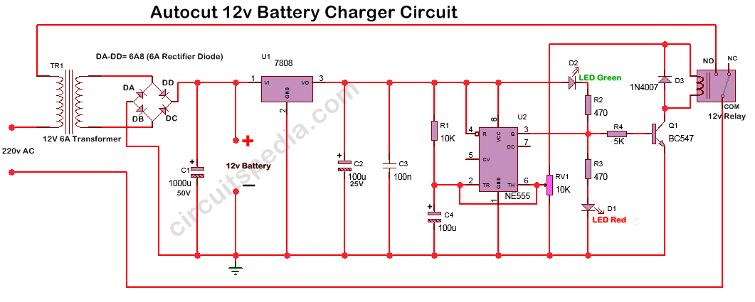 12v Battery Charger 12v Battery Charger With Auto Cut Off Circuit Diagram