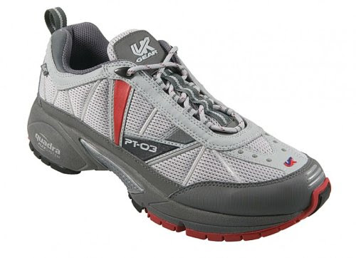 Best Reviews UK Gear PT-03 SC Mens Road Running Shoe - Grey-Red-Black - UK size: 12, US size: 12.5 , EU size: 47.3