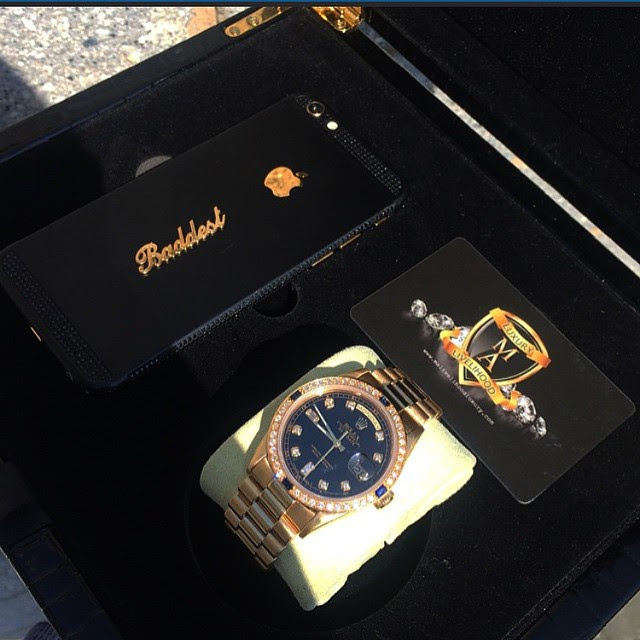 Davido-June 2015-rolex and iphone