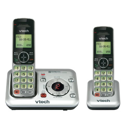 VTech CS6429-2 DECT 6.0 Cordless Phone, Silver/Black, 2 Handsets
