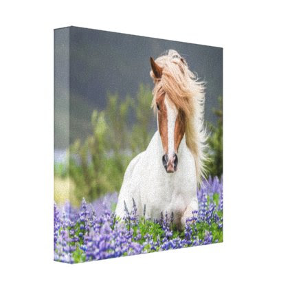 Purple Flowers Horse Bohemian Nature Wall Art