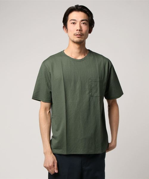 メンズ ドローエム On The デイ The オン ザ セール The Day Draw M 布帛ルッククルーネック半袖tシャツ アイボリー カーキ Tシャツ カットソー On ザ The Day オンザデイ のファッション