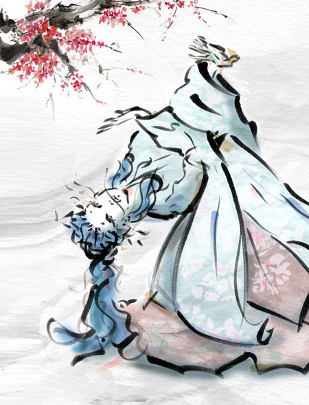 日本舞踊 イラスト 筆ペンと墨絵 墨絵 イラスト ライブペイント ロックなマンガブログchonto