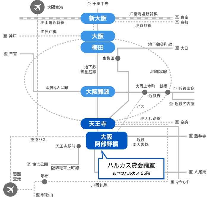アクセス 大阪 あべの 天王寺 駅直結の貸会議室